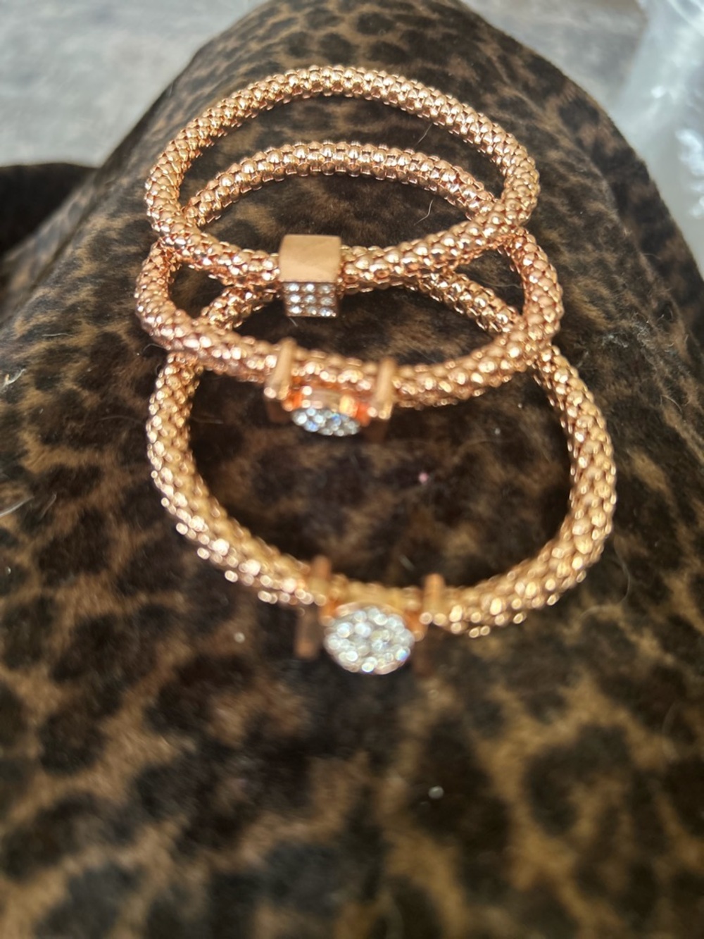 Rose Gold Crystal Accent Women's Bracelet Set